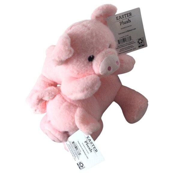 Lot of 2 Way to Celebrate Easter Small Lying Pink Pig Plush Stuffed Animal Toy - Picture 1 of 8
